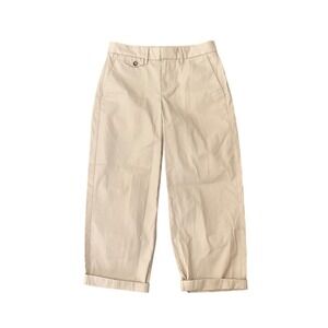 Banana Republic Relaxed Straight Cropped Chino Pants Oyster Pearl Petite 00 NWT